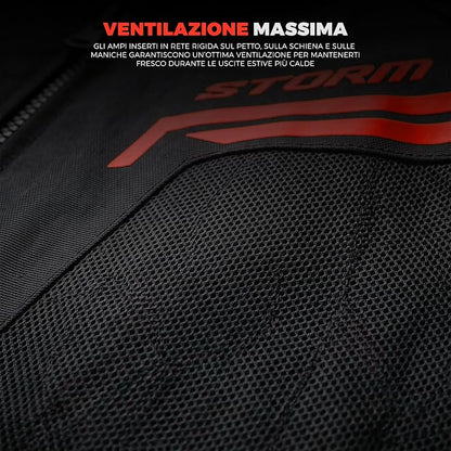 STORM Giacca Moto Uomo 4 Stagioni Nera Rossa Impermeabile