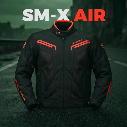 STORM Giacca Moto Uomo 4 Stagioni Nera Rossa Impermeabile