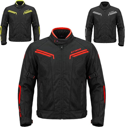 STORM Giacca Moto Uomo 4 Stagioni Nera Grigio Chiaro Impermeabile
