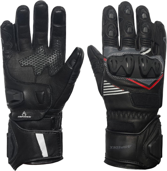 GUANTI DA MOTO IN PELLE RACING NERO ASPIDEX