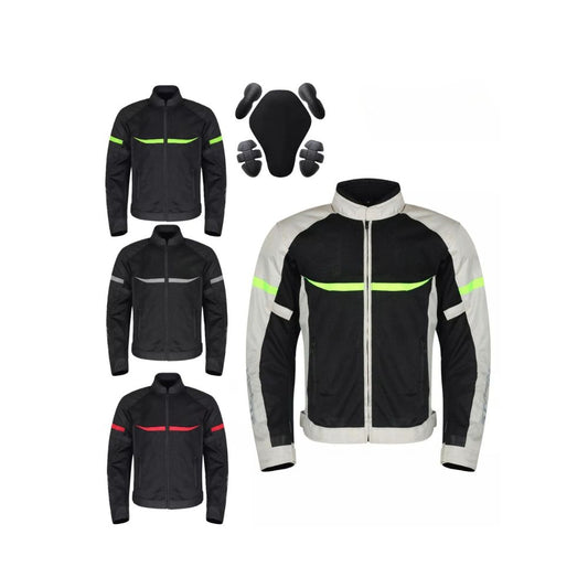 Giacca Moto estiva da Uomo protezioni Omologate Cordura Tessuto Mesh Traspirante