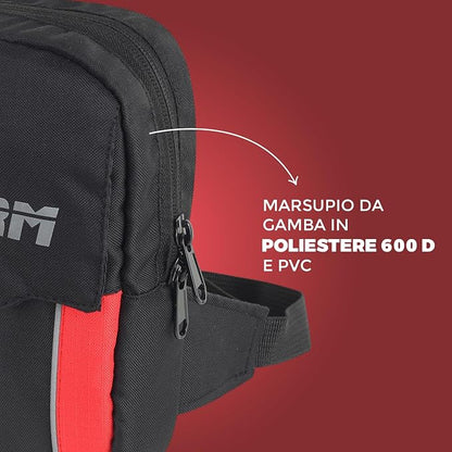STORM Marsupio Moto Impermeabile Nero Rosso con Cintura Regolabile