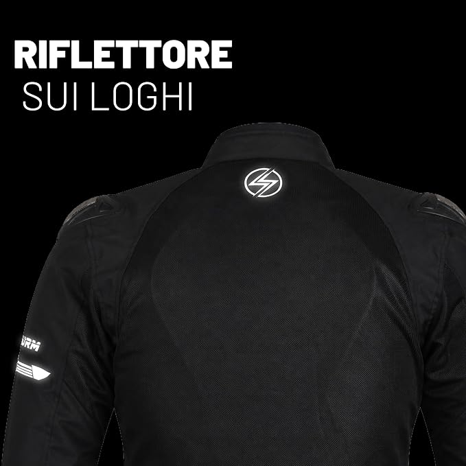 Giacca Moto Uomo Estiva Nera con Protezioni CE
