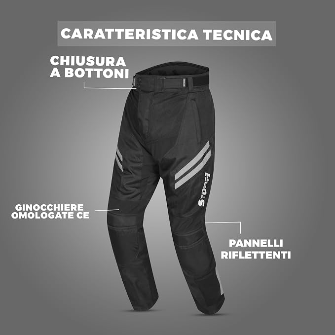 STORM Pantaloni Moto Uomo Estivi Grigi con Protezioni CE