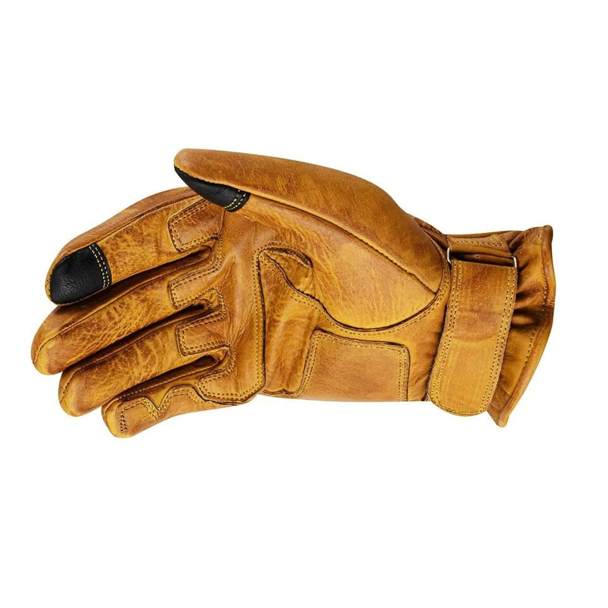 CAFE Racer Giacca Guanti Moto in Pelle con Protezioni Gialli