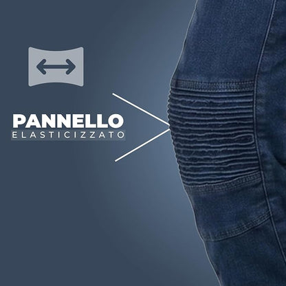 Jeans Moto Uomo Nero Blu con Protezioni CE e Kevlar