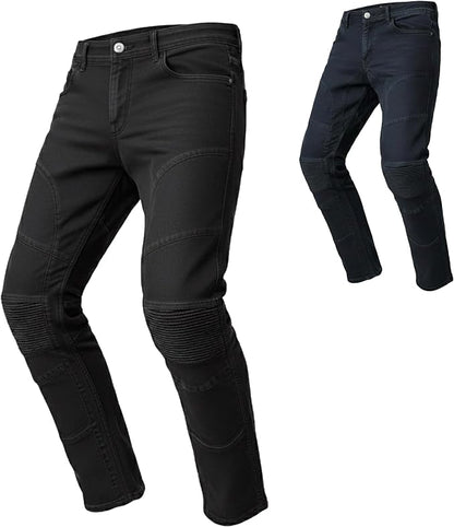 Jeans Moto Uomo Nero Blu con Protezioni CE e Kevlar