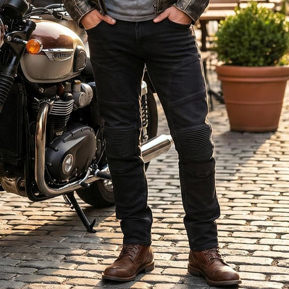 Jeans Moto Uomo Nero Blu con Protezioni CE e Kevlar
