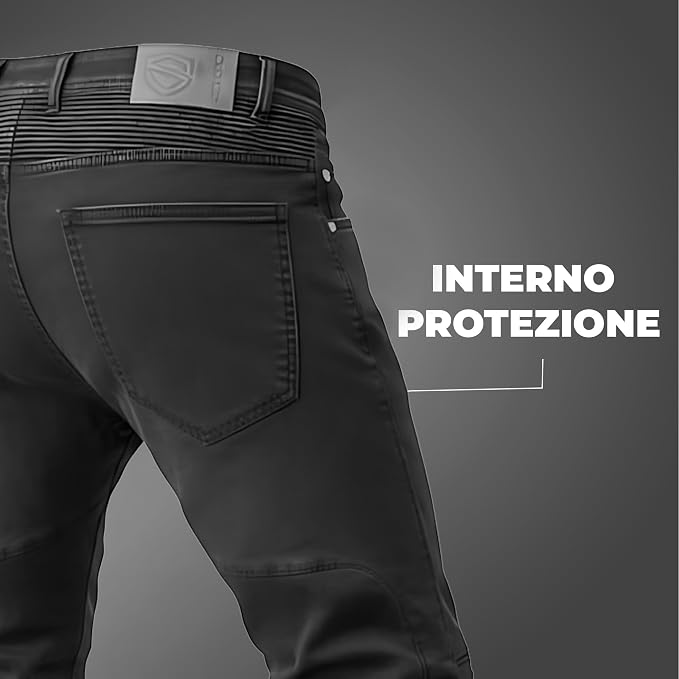 Jeans Moto Uomo Nero Blu con Protezioni CE e Kevlar