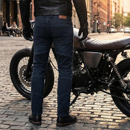 Jeans Moto Uomo Nero Blu con Protezioni CE e Kevlar