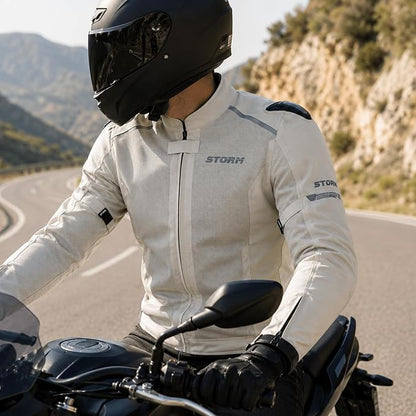 Giacca Moto Uomo Estiva Bianca con Protezioni CE