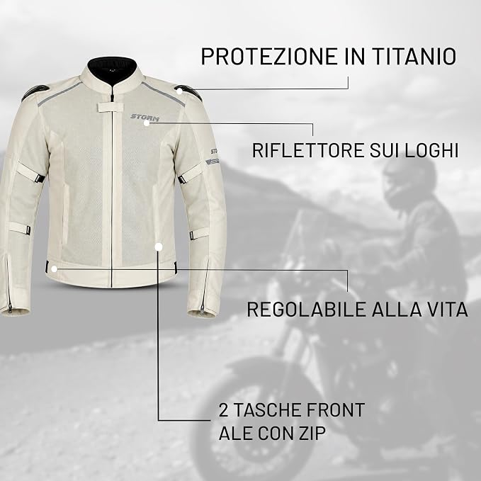 Giacca Moto Uomo Estiva Bianca con Protezioni CE