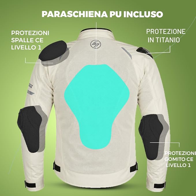 Giacca Moto Uomo Estiva Bianca con Protezioni CE