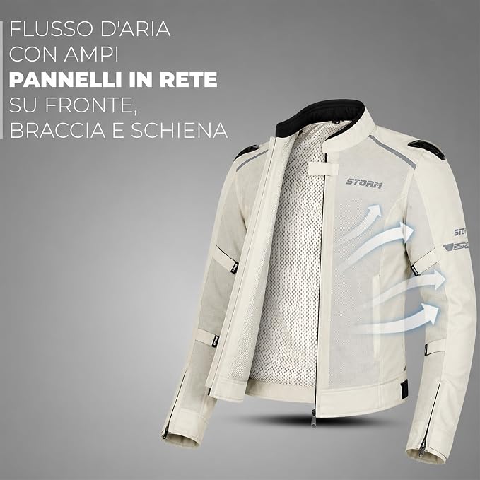 Giacca Moto Uomo Estiva Bianca con Protezioni CE