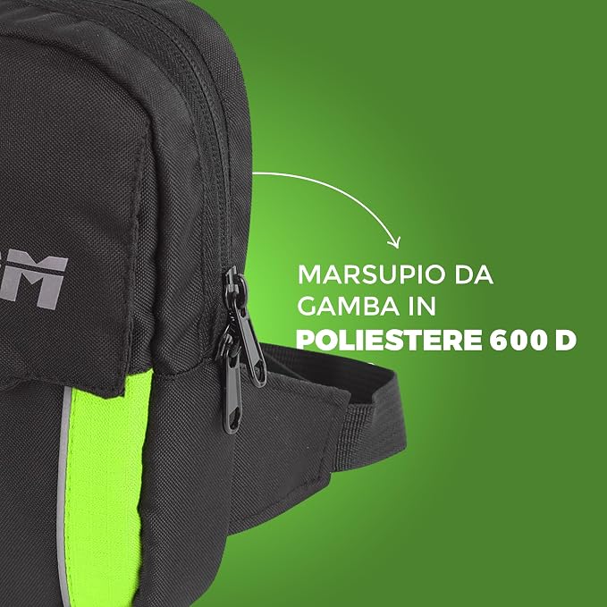 STORM Marsupio Moto Impermeabile Nero Verde con Cintura Regolabile  Colore
